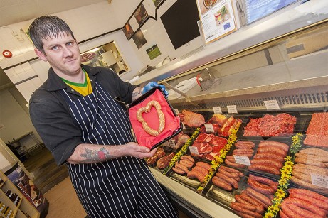 Kevin, head butcher from Macbeth's with the sizzling sausages.